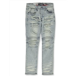 LR SCOOP BOYS' PAINT SPLATTER PATCHED MOTO JEANS
