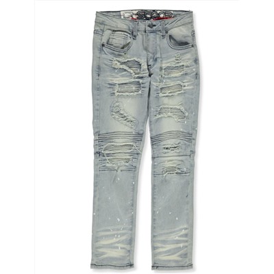 LR SCOOP BOYS' PAINT SPLATTER PATCHED MOTO JEANS