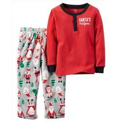 2-Piece Cotton Thermal & Fleece Christmas PJs