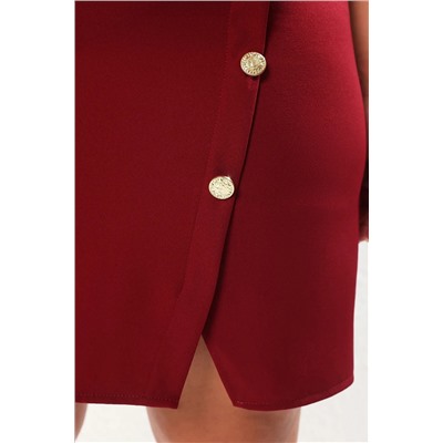 Bordo Vatkalı Mini Kolsuz Dokuma Büyük Beden Elbise TBBSS25AH00202