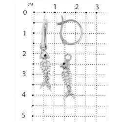 Серьги из серебра с фианитами родированные (2 в 1) 925 пробы 2313104