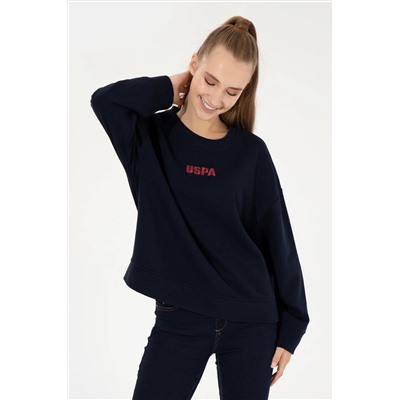 Kadın Lacivert Bisiklet Yaka Basic Sweatshirt