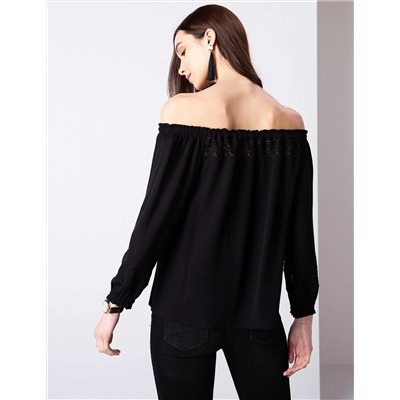 Siyah Crop Top Bluz
