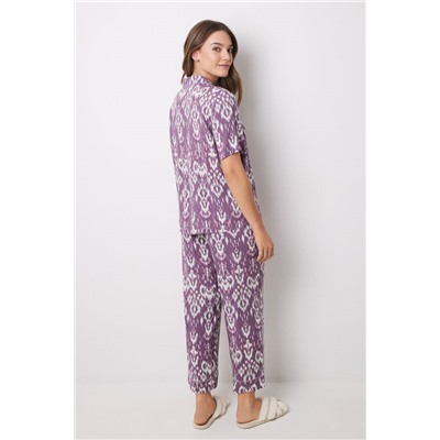 Pijama camisero Capri print geométrico morado