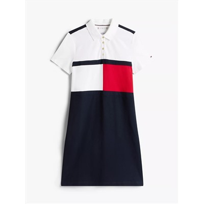 Flag Colorblock Stretch Polo Dress