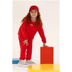 Çocuk Kırmızı Basic Bisiklet Yaka Sweatshirt
