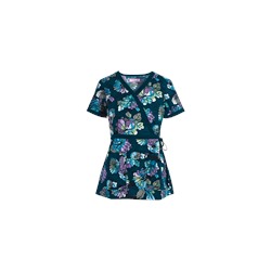 koi Scrubs Rainbow Mums Mock Wrap Print Top