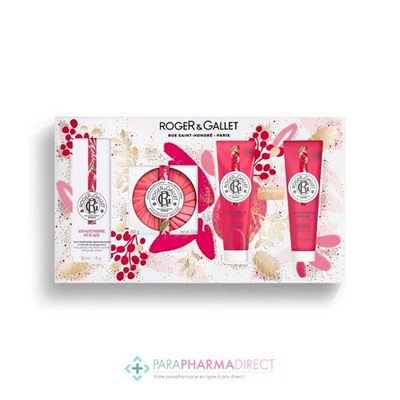 Roger & Gallet Coffret Gingembre Rouge Eau 30ml + Savon 100g + Gel Douche 50ml + Lait Corps 50ml