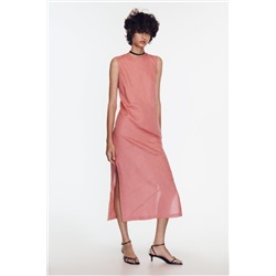 LINEN BLEND MIDI DRESS