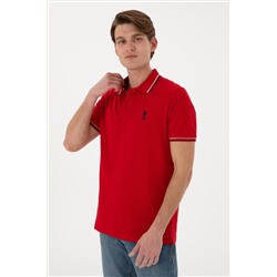 Erkek Regular Fit Polo Yaka Kırmızı Basic Tişört