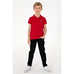 Erkek Çocuk Kırmızı Basic Polo Yaka Tişört