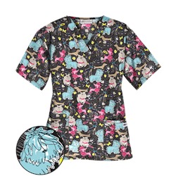 UA Dog Park Black Print Scrub Top