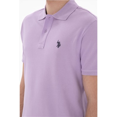 Erkek Slim Fit Polo Yaka Lila Basic Tişört