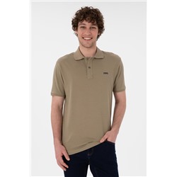 Erkek Regular Fit Polo Yaka Haki Basic Tişört