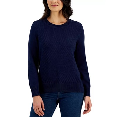KAREN SCOTT Women's Cotton Zigzag Sweater, Created for Macy's