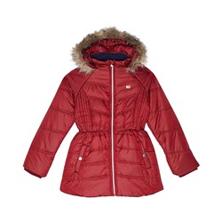 Tommy Hilfiger Kids Chevron Puffer Jacket with Faux Fur Hood (Big Kids)