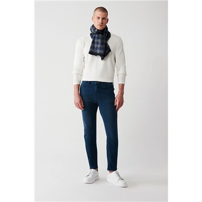Avva Erkek Indigo Eskitme Yıkama Esnek Slim Fit Dar Kesim Jean Pantolon B003521