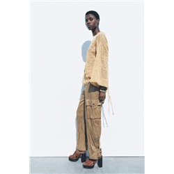 ZW COLLECTION WRINKLED CARGO TROUSERS