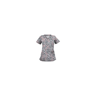 UA Spring Ditzy Silver Print Scrub Top