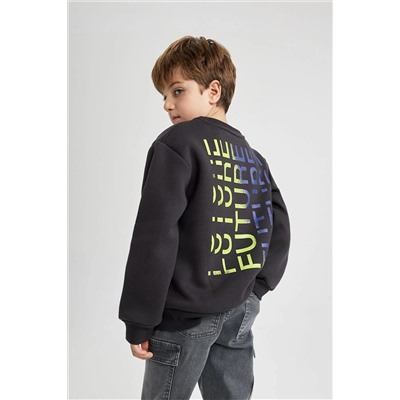 Defacto Erkek Çocuk Bisiklet Yaka Baskılı Kalın Sweatshirt B2966A823WN