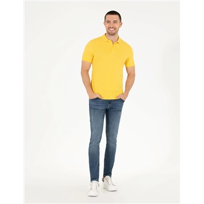 Sarı Slim Fit Polo Yaka Basic Tişört