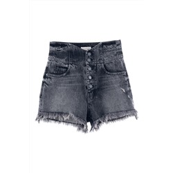 Short vaquero de tiro alto Negro