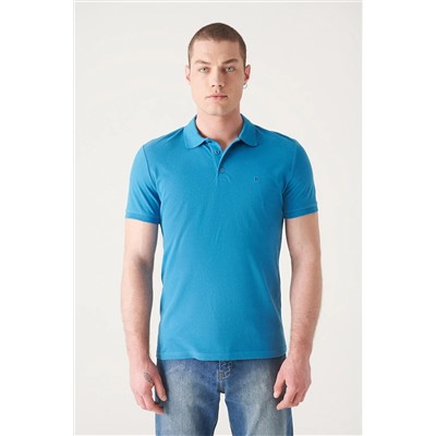 Koyu Mavi %100 Pamuk Serin Tutan Polo Yaka T-Shirt