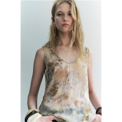 ZW COLLECTION PRINTED SEMI-SHEER TOP