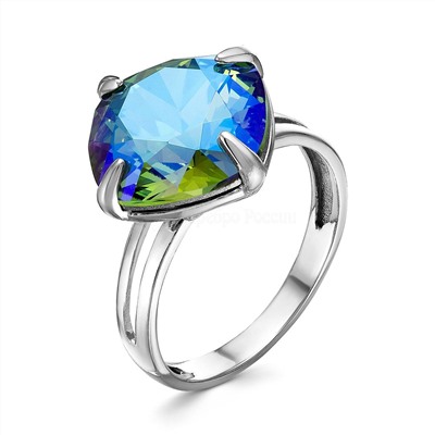 Серьги из серебра с кристаллами Swarovski Сияющий зелёный родированные 925 пробы с-017-360SHIM