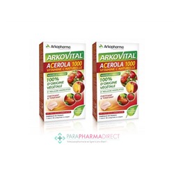 ArkoPharma ArkoVital Acerola 1000 Vitamine C Naturelle Goût Fruits Rouges 2x30 comprimés à croquerLot  × 2