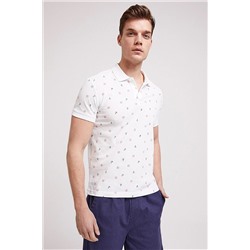 Lee Cooper Erkek Anchors Baskılı Pike Polo Yaka T-Shirt Beyaz 202 LCM 242043