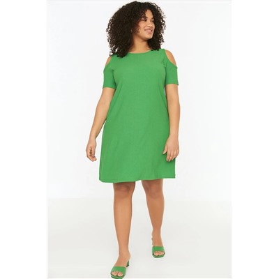 Yeşil A-line Cut-Out Detaylı Örme Elbise TBBSS22EL2986