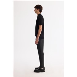 Siyah Polo Yaka Fermuarlı Rayon Triko T-Shirt