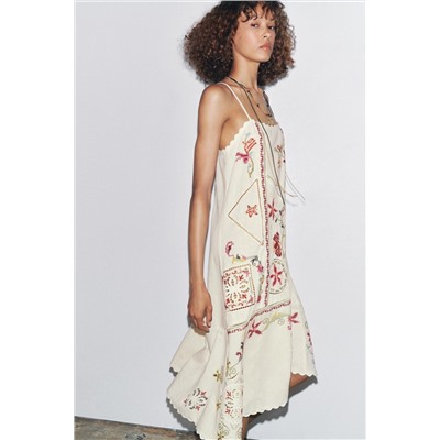ZW COLLECTION ASYMMETRIC FLORAL EMBROIDERED DRESS