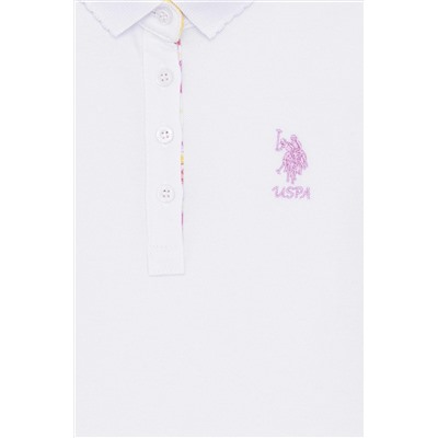 Kız Çocuk Beyaz Basic Polo Yaka Tişört