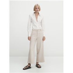 Pantalón ancho cropped mezcla algodón