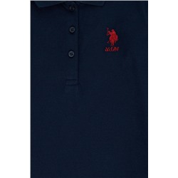 Kız Çocuk Lacivert Polo Yaka Basic Sweatshirt