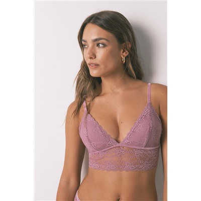 Bralette triangular LOVELY encaje rosa