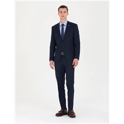Ekose Lacivert Ekstra Slim Fit Takım Elbise