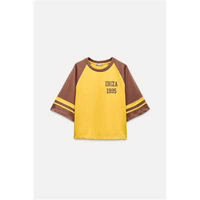 VARSITY T-SHIRT WITH SLOGAN