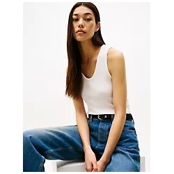 Ribbed Stretch-Cotton V-Neck Tank
