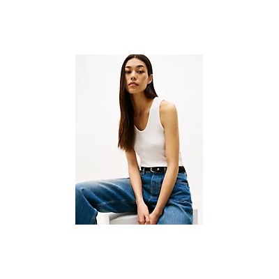 Ribbed Stretch-Cotton V-Neck Tank