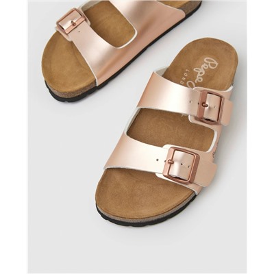 Pepe Jeans Sandalias planas de mujer con cierre de doble hebilla y plantilla de corcho