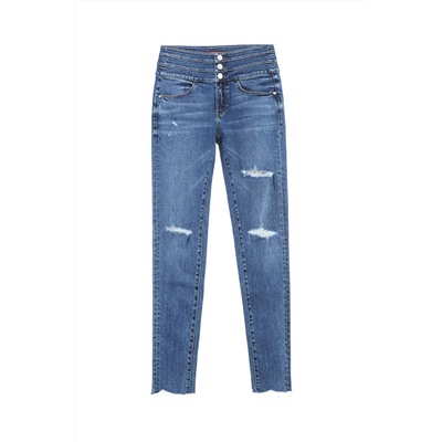 Vaquero slim de tiro alto Azul