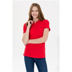 Kadın Kırmızı Basic Polo Yaka Tişört