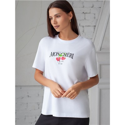 Футболка с принтом свободная эластичная из премиального хлопка