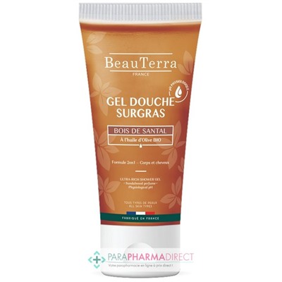 BeauTerra Gel Douche Surgras - Bois de Santal 200 mL