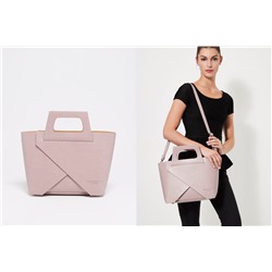 Bolso y neceser de piel granulada Rita Rosa pastel