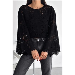 FEMELLE Kadın Siyah Tığ İşi Bluz TYCAKVD1HN169694305163903