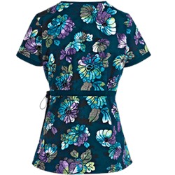 koi Scrubs Rainbow Mums Mock Wrap Print Top